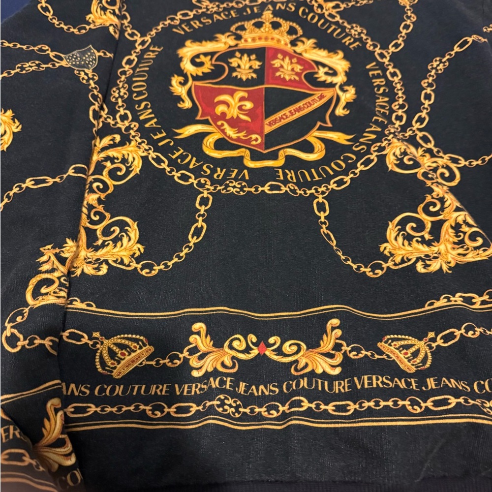 Versace Black and Gold Chain Pattern Top